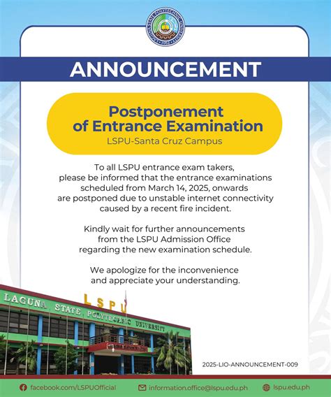 Laguna State Polytechnic University Entrance Exam.